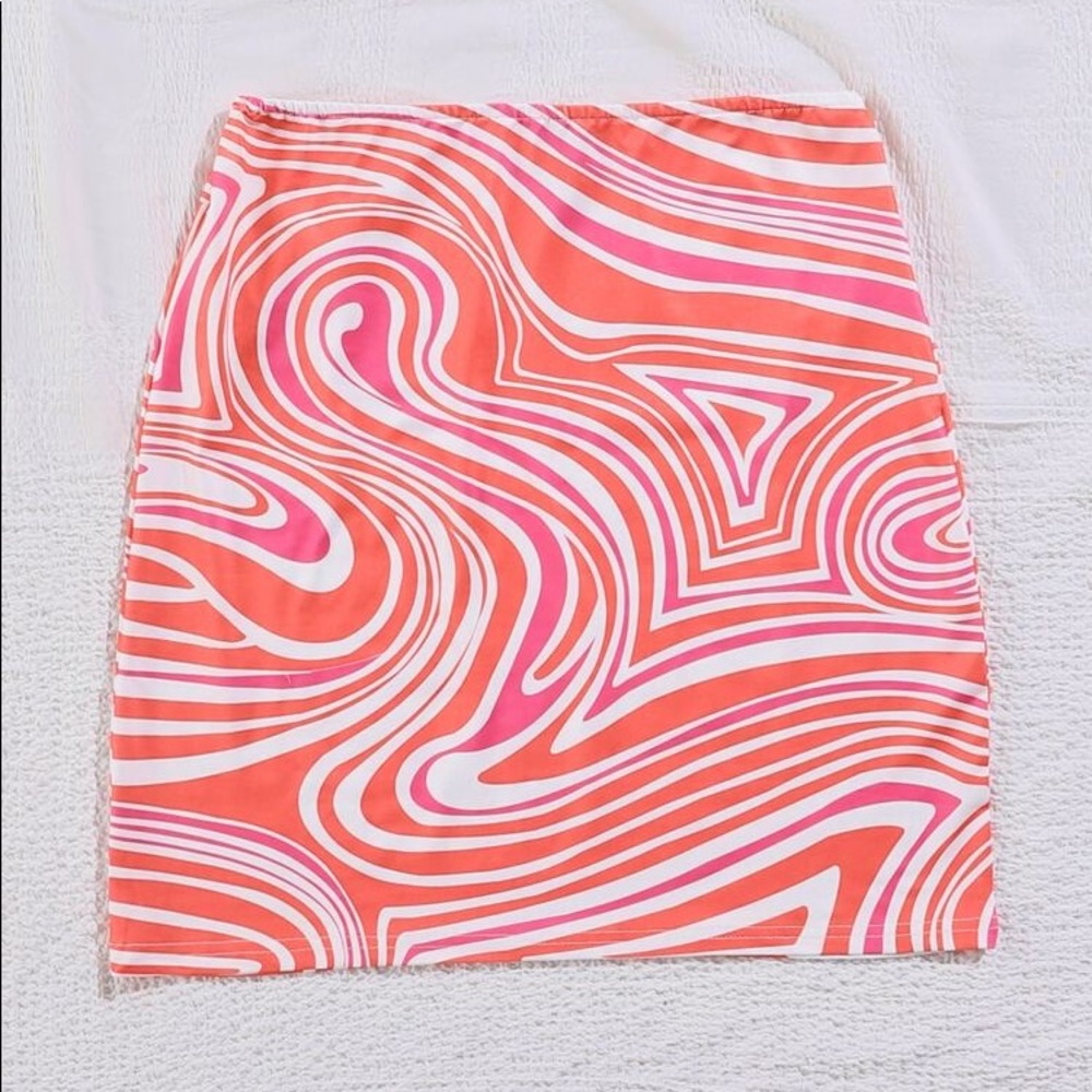 SHEIN Orange Marble Retro Mini Skirt